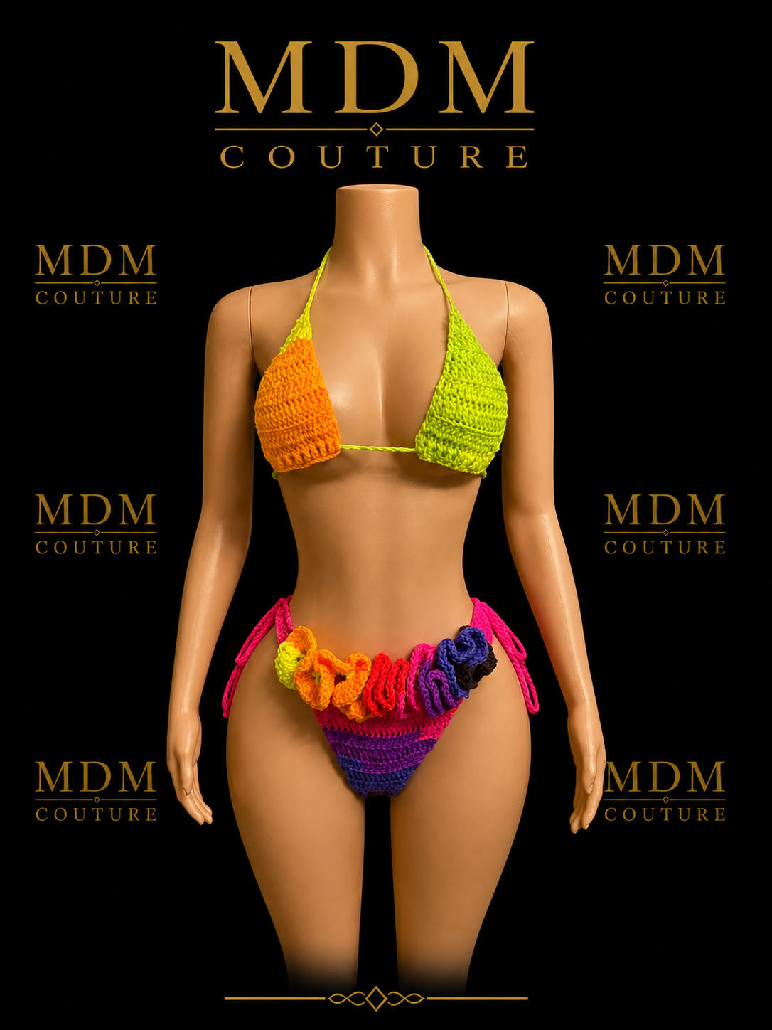 Neon Nights Ruffle Crochet Bikini 🌙✨