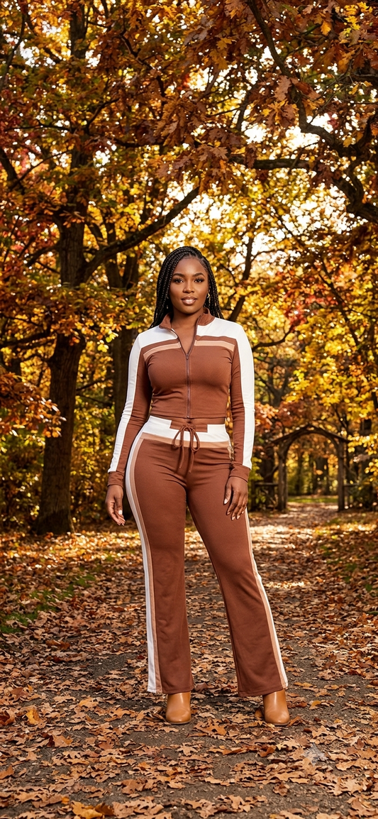 Cocoa Striped Luxe Set