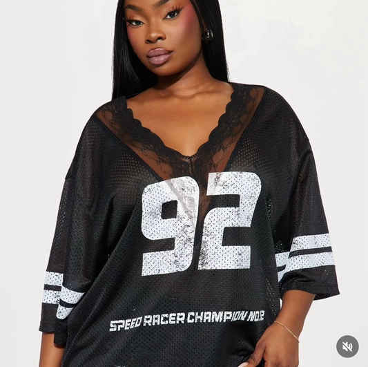 Game Changer Lace-Trim Jersey Top