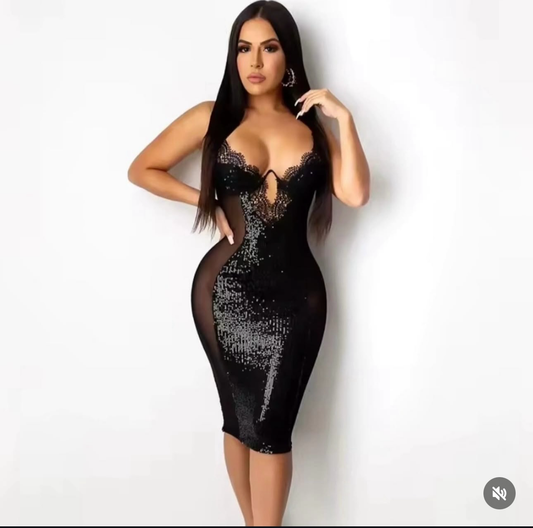 Midnight Allure Sequin Midi Dress