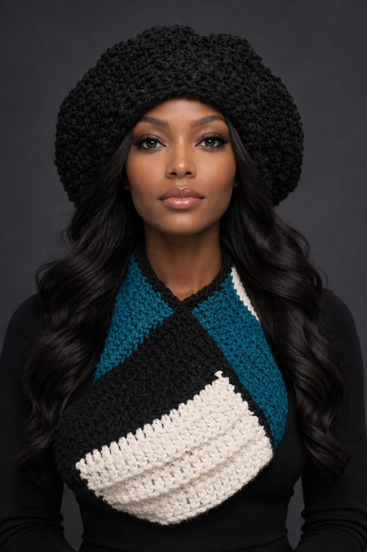Midnight Teal Hat & Scarf Set