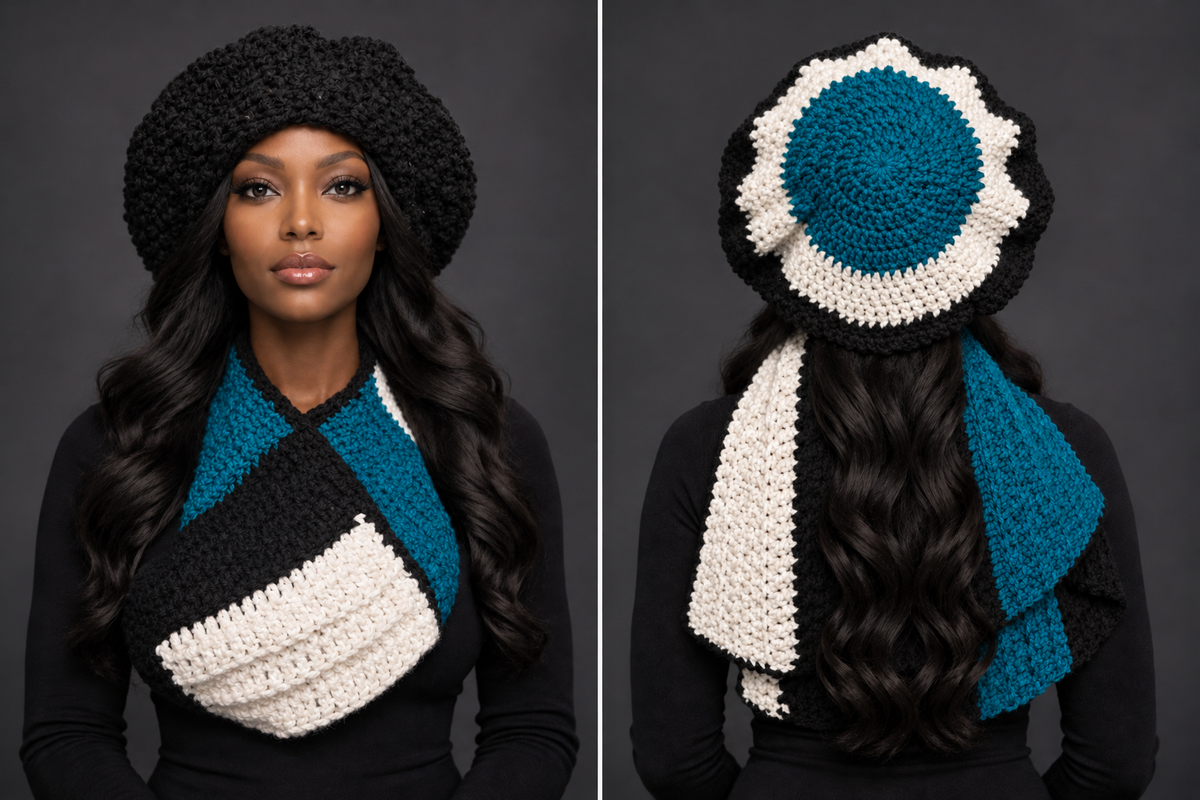 Midnight Teal Hat & Scarf Set